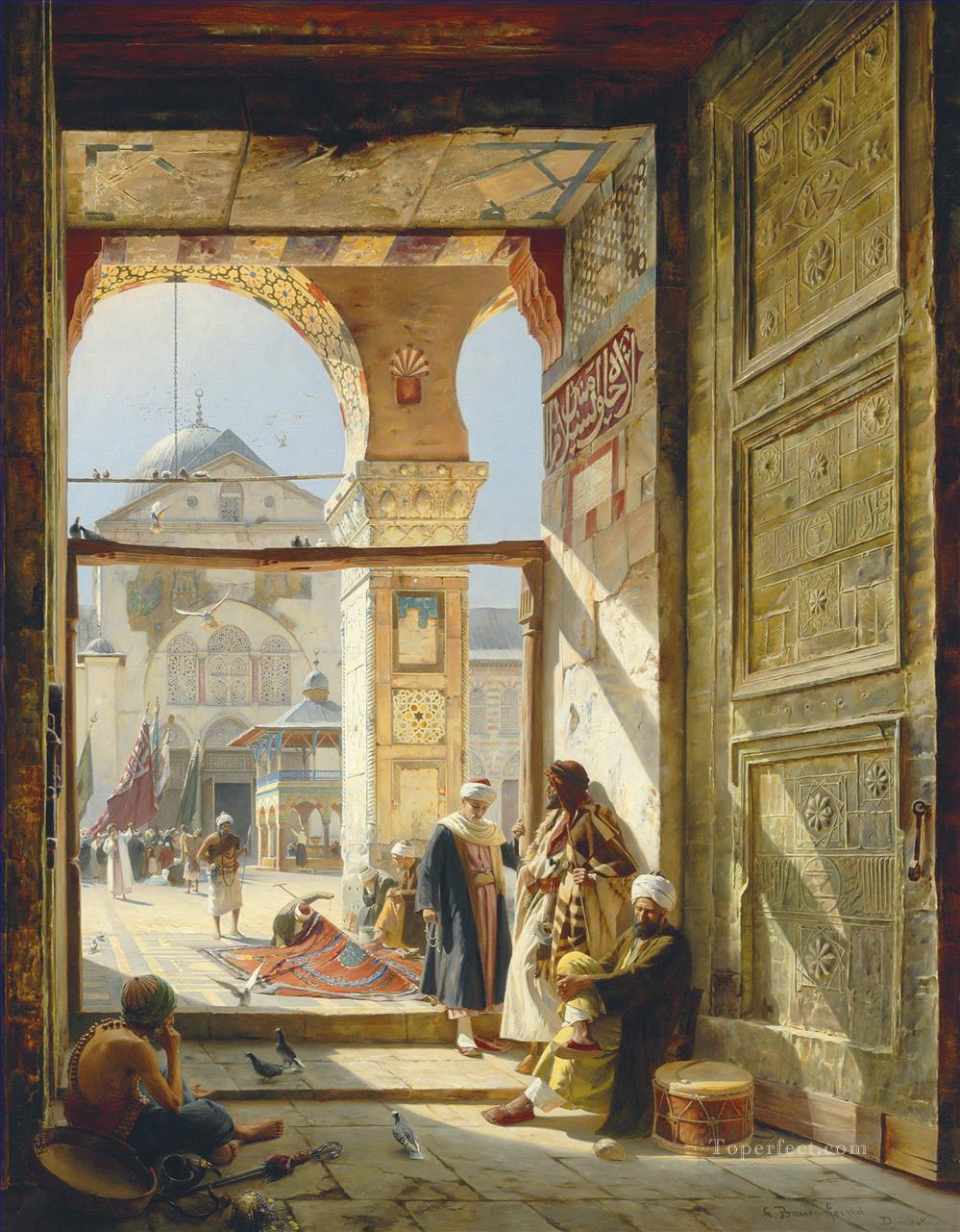 The Gate of the Great Umayyad Mosque Damascus Gustav Bauernfeind Orientalist Jewish Oil Paintings